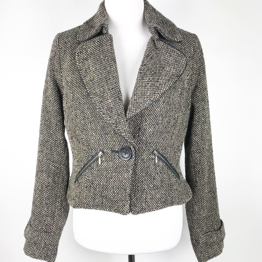 Cabi Tweed Cropped Moto Jacket Blazer Style #638